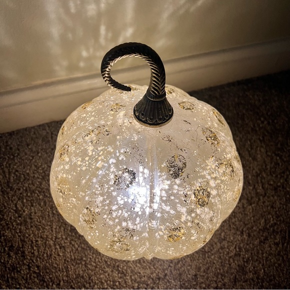 Other - Light Up Decorative Glass Pumpkin - Halloween